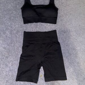 Black Sports Bra and Shorts Set